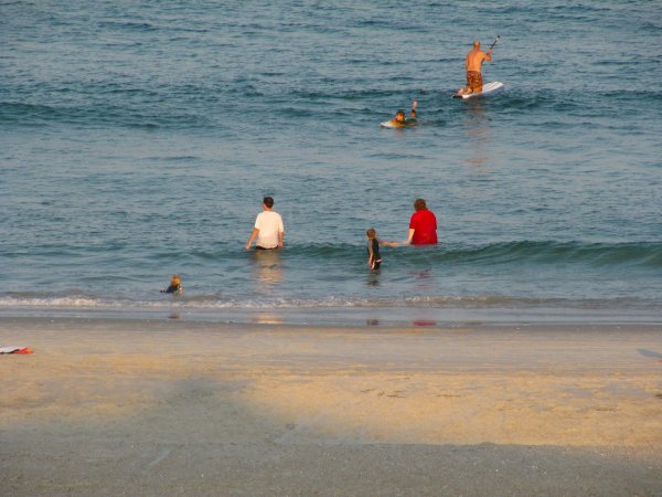 at the beach: Stephanie, Mike, Cameron, and Lysa