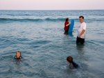 at the beach: Stephanie, Cameron, Lysa, and Mike