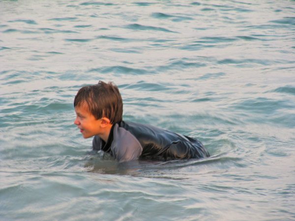 at the beach: Cameron