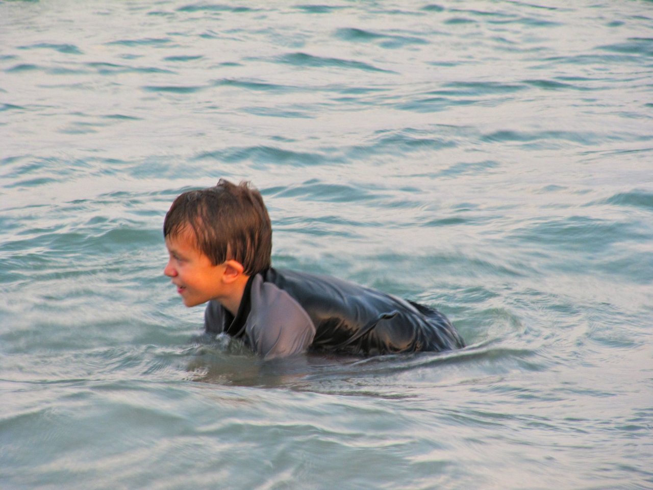 at the beach: Cameron