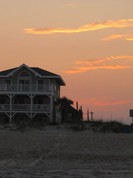 the beach house at sunset