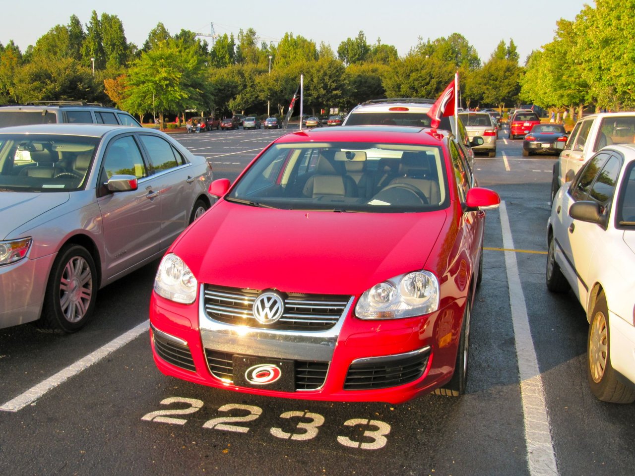 the Canesmobile in the RBC Center parking lot