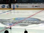 center ice is painted for the NHL premiere