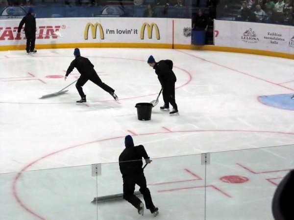 clearing the ice - their guys actually skate  ;)