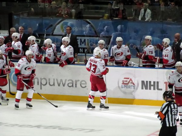 celebration at the Hurricanes bench