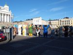 We went walking after checking in, and found the Buddy Bears exhibit outside of the Helsingin Tuomiokirkko (Helsinki Cathedral).