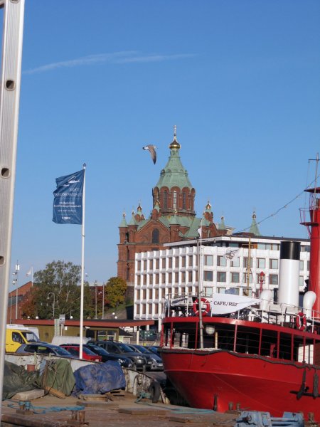 Looking back towards helsinki university from the docks.