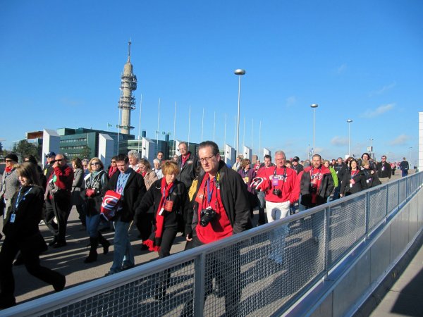 Huge crowd of Caniacs heading into the arena.  Over 300!