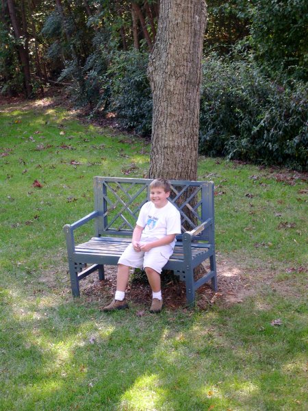 03. Scott on the bench out back.