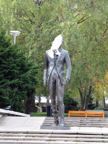 funky pseudo-headless statue at the Culture Center