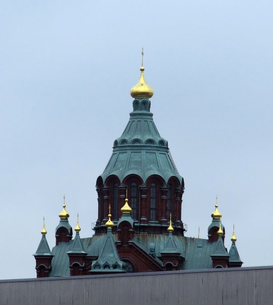 a cathedral in the distance