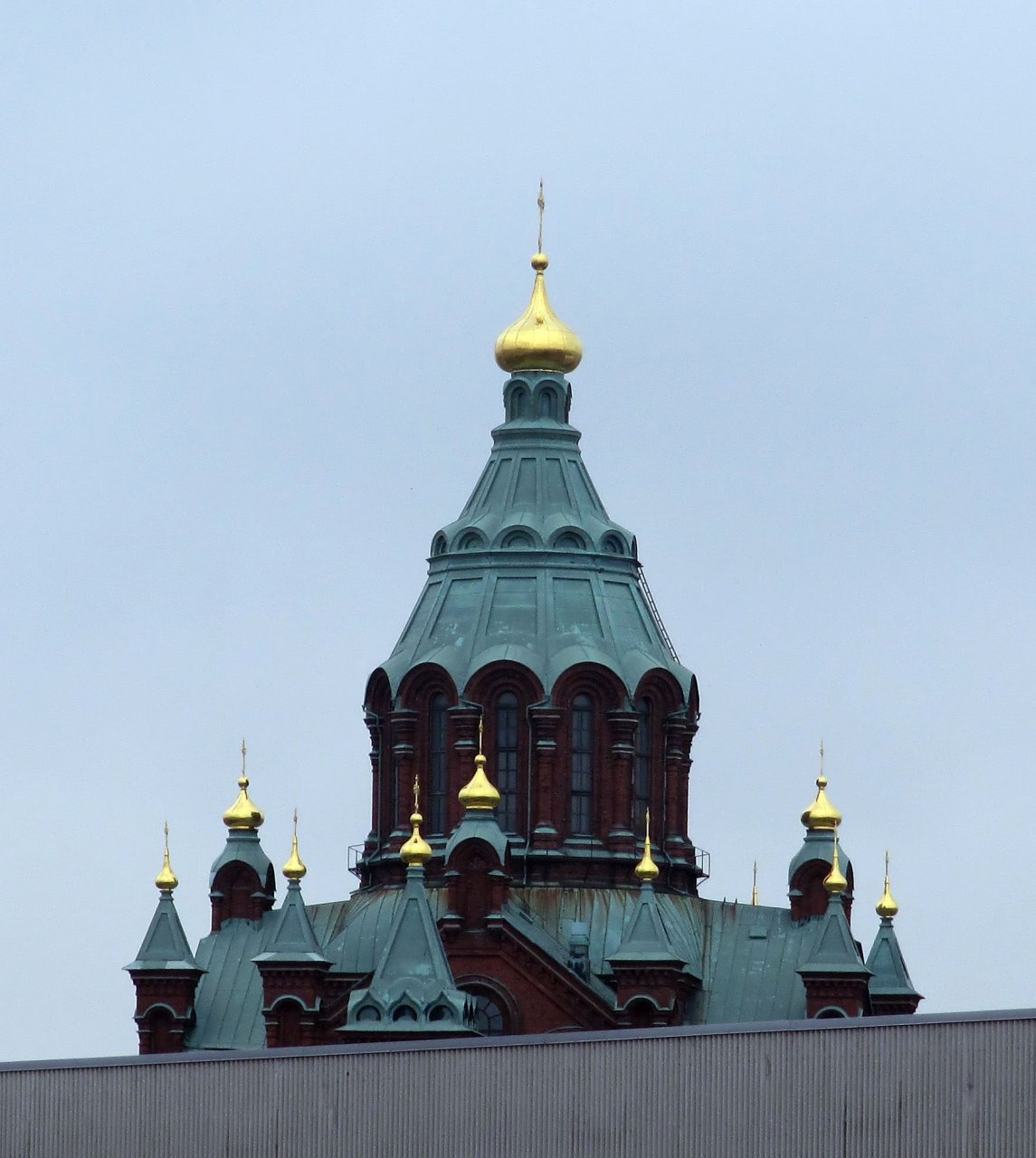 a cathedral in the distance