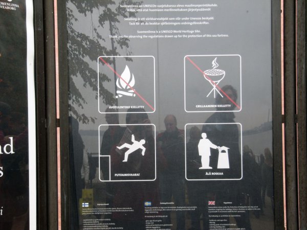 no fires, no grills, but apparently you're allowed to fall, and to throw away trash