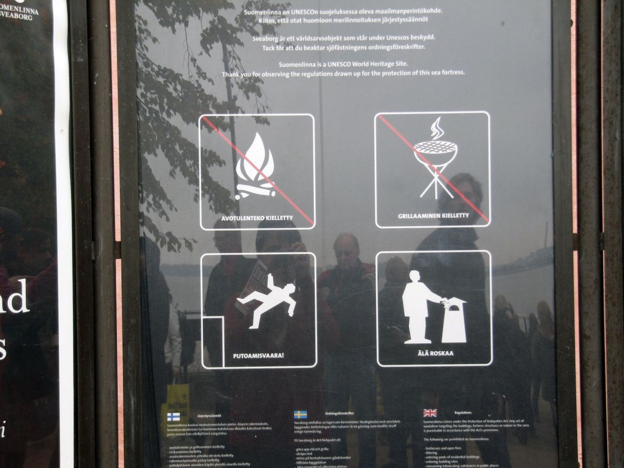 no fires, no grills, but apparently you're allowed to fall, and to throw away trash