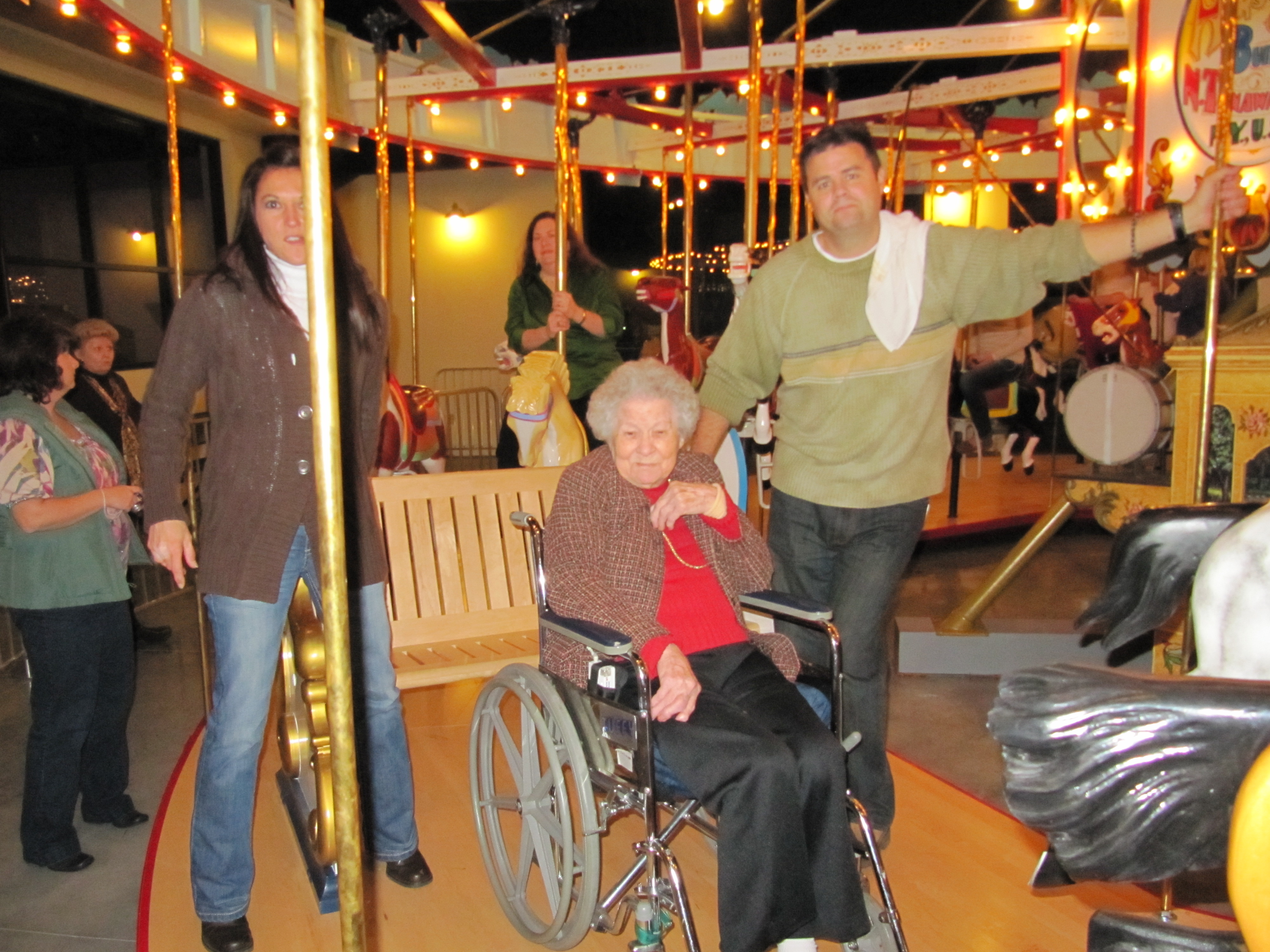 Grandma Dellinger on the carousel