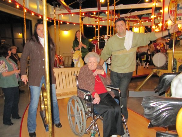 Grandma Dellinger on the carousel