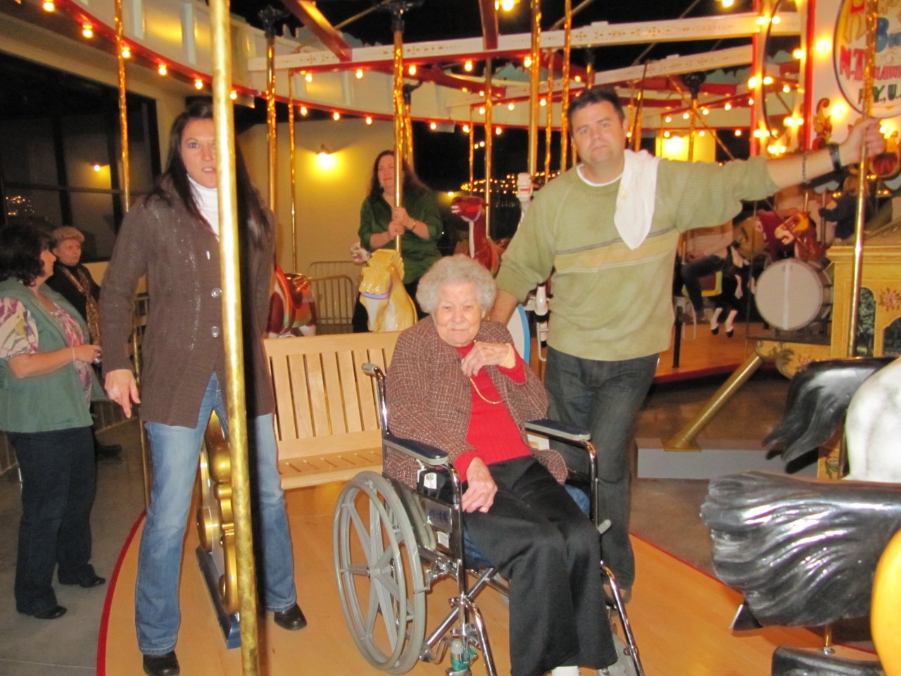 Grandma Dellinger on the carousel