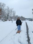 Cynthia, on our way to the sledding hill