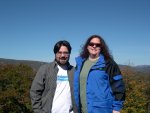 Cynthia and I at the Raven Rocks overlook (you think that's windy, just wait for Grandfather Mountain!)