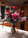 red roses and lilies