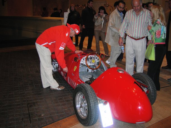 revving a Ferrari racer outside the Wynn