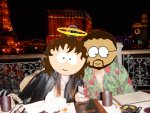 We went out to dinner that evening, there was a beautiful view of the strip at night.