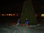 ice skating: Cynthia and Don by the Christmas tree