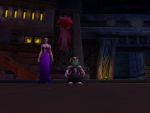 Rheanna and I posing in our dresses on the Valentine's Day quests.